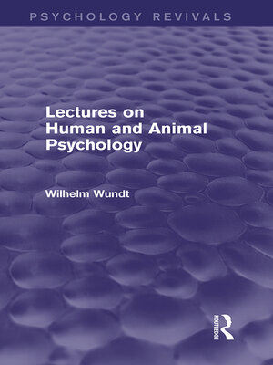 cover image of Lectures on Human and Animal Psychology